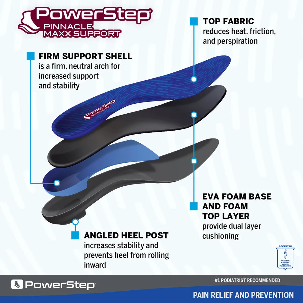 PowerStep Maxx Insoles | Corrective Orthotic Insoles for Overpronation, Max Stability