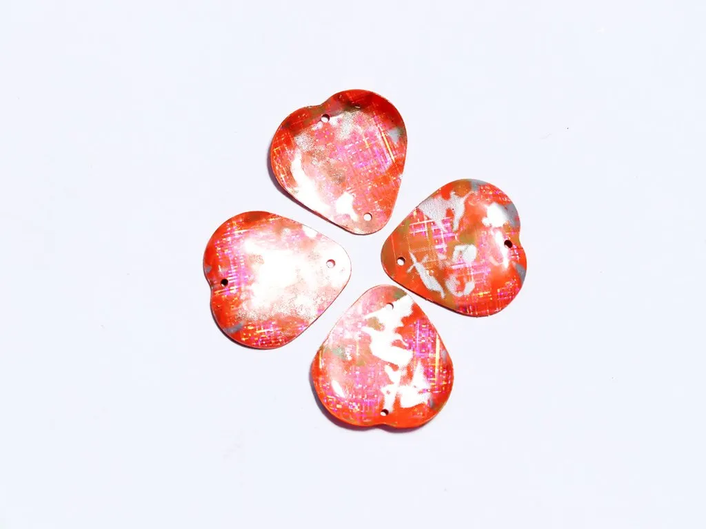 Red Pink Two Hole Heart Plastic Sequins- 14 mm(Wholesale)