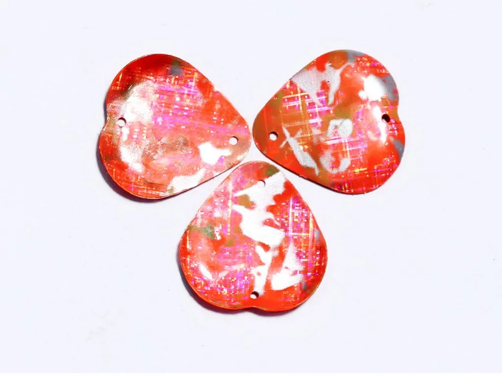 Red Pink Two Hole Heart Plastic Sequins- 14 mm(Wholesale)