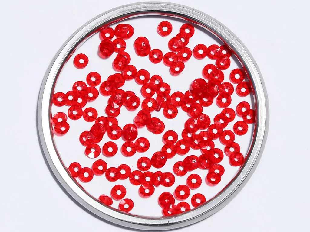 Red Transparent Centre Hole Bowl Plastic Sequins- 5 mm(Wholesale)