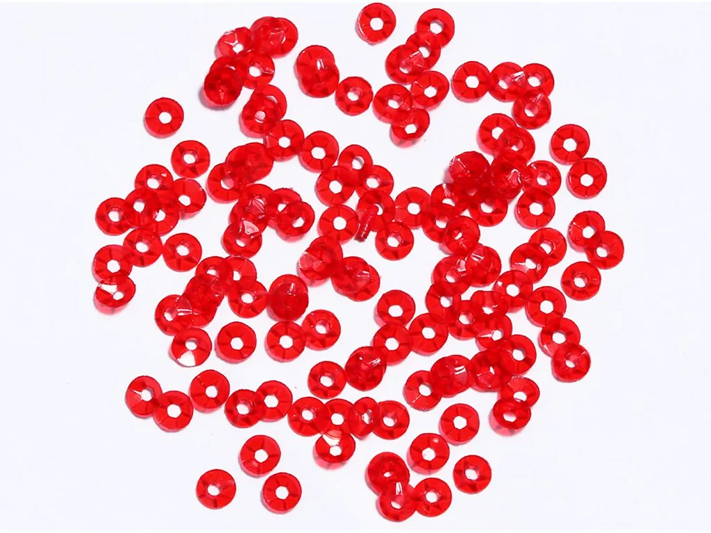 Red Transparent Centre Hole Bowl Plastic Sequins- 5 mm(Wholesale)