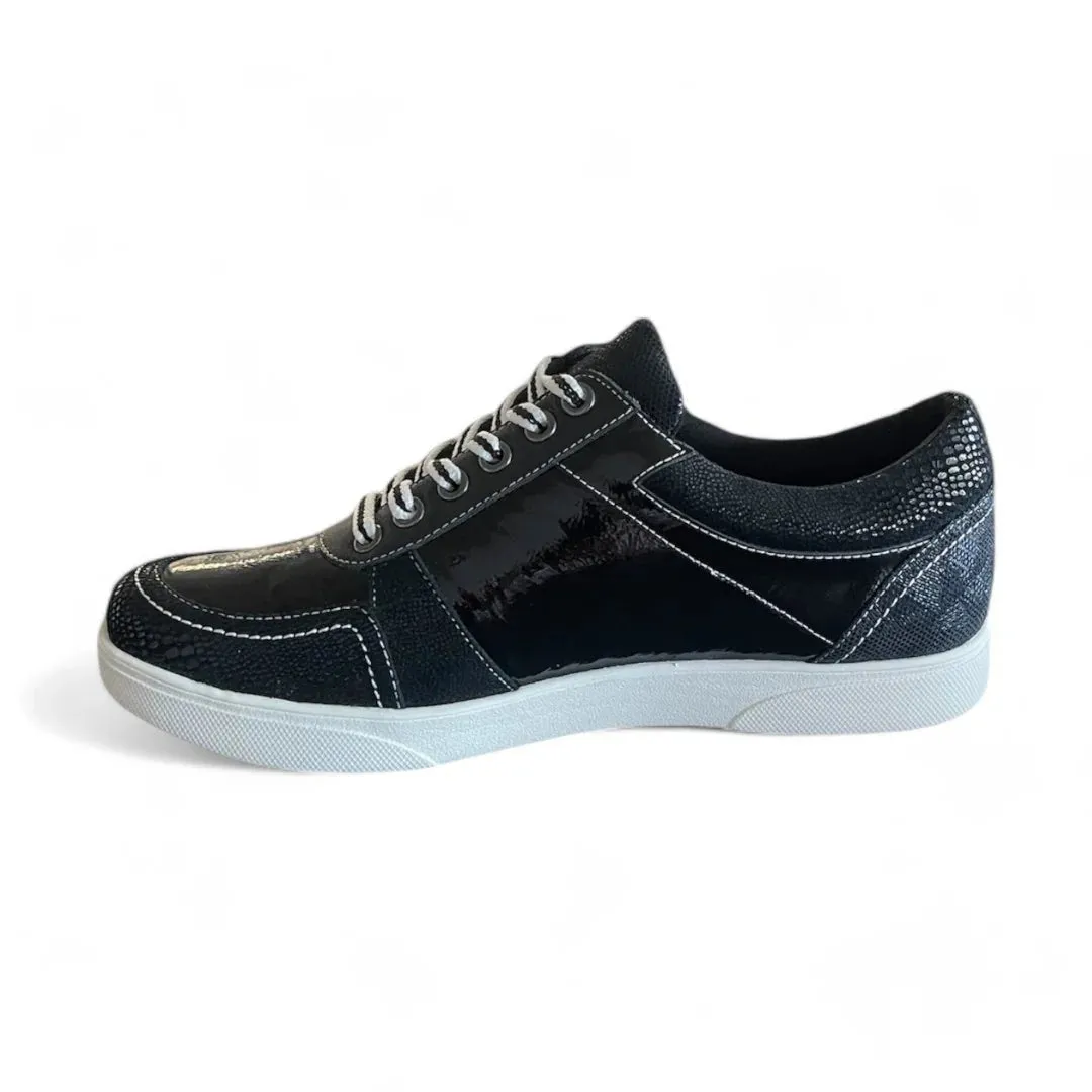 Revere Longbeach Women's Laces And Side Zip Sneaker In Black Multi