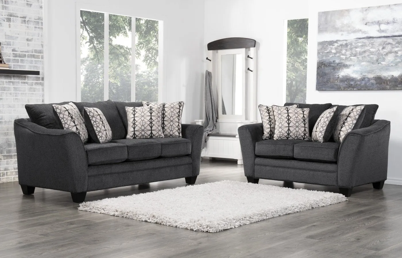 Sherwood Chenille Condo Loveseat - Charcoal