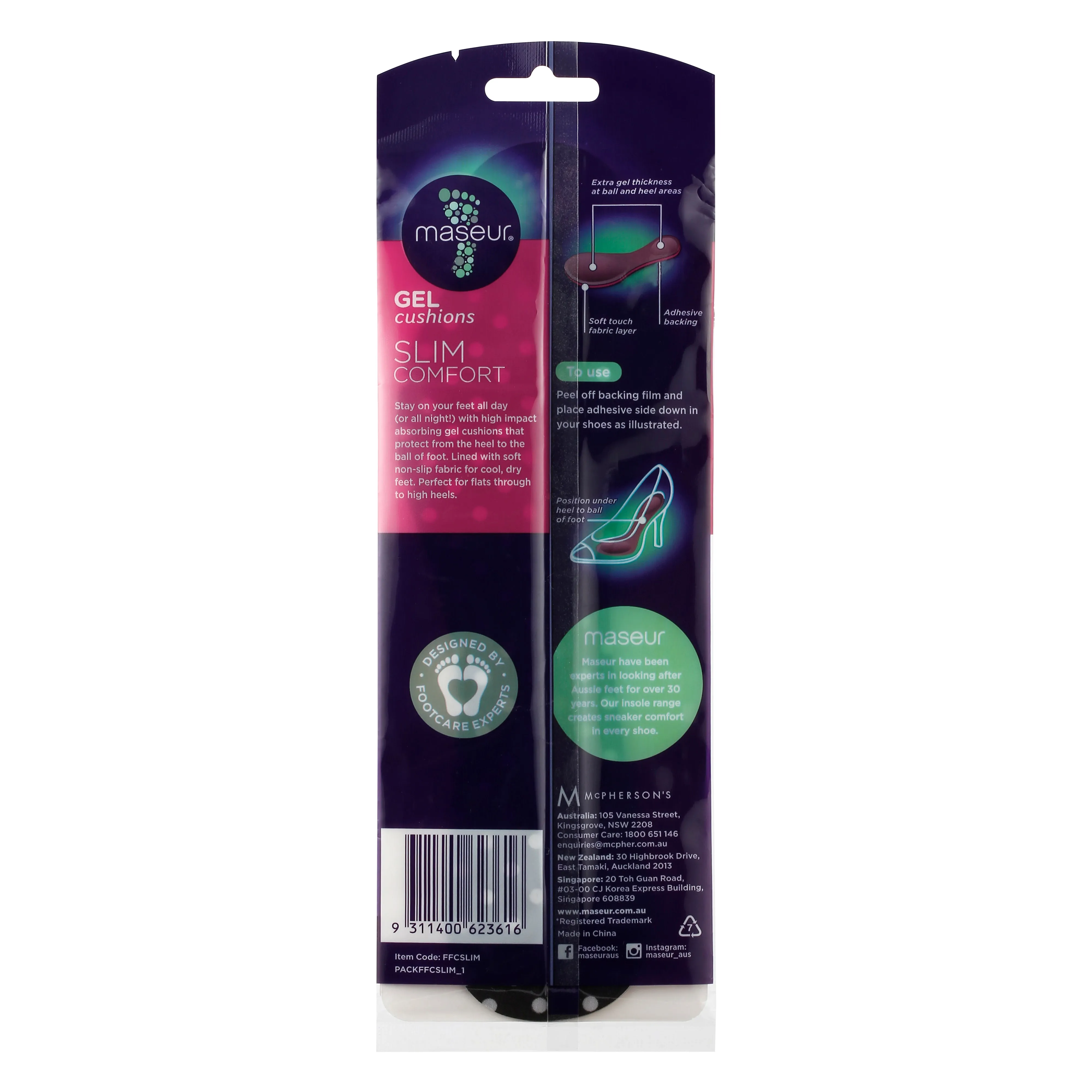 Slim Gel Comfort Insoles, 1 pair