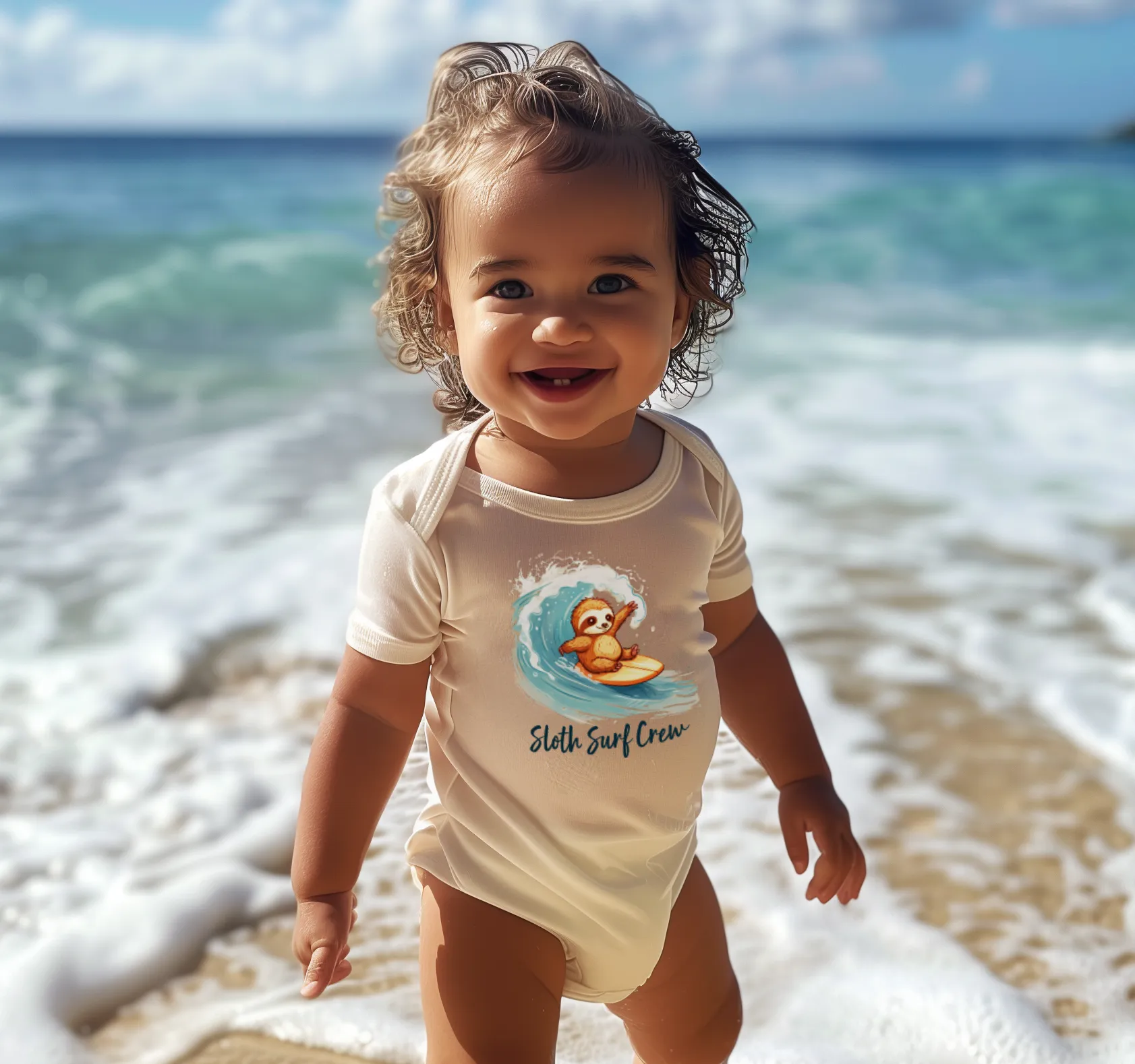 Sloth surfer baby clothing - Sloth Surf Crew Onesie