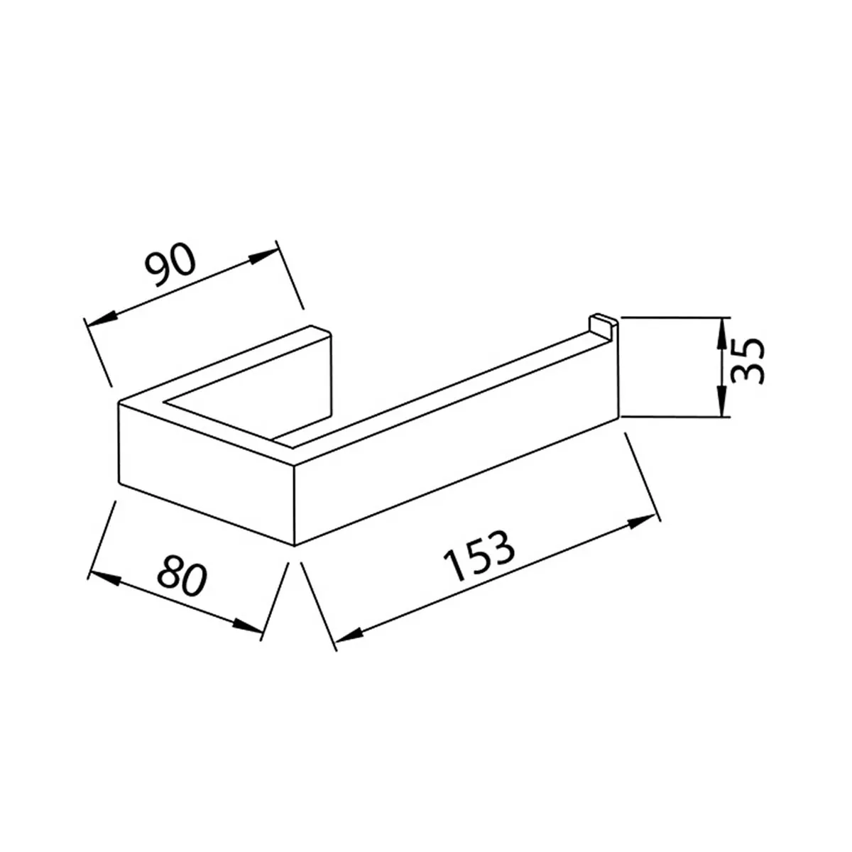 Toilet Roll Holder Stainless Steel Chrome Effect Wall Mounted (H)35mm (W)153mm
