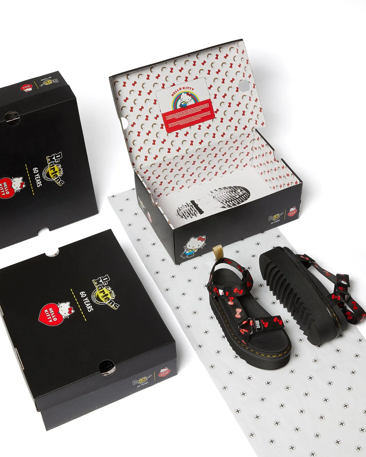 Vegan Hello Kitty Sandal Black Red Bow
