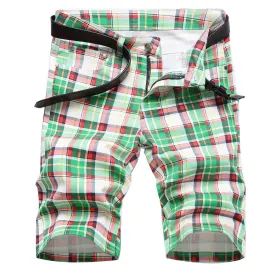 West Louis™ Plaid Print Tartan Stretch Jeans Short
