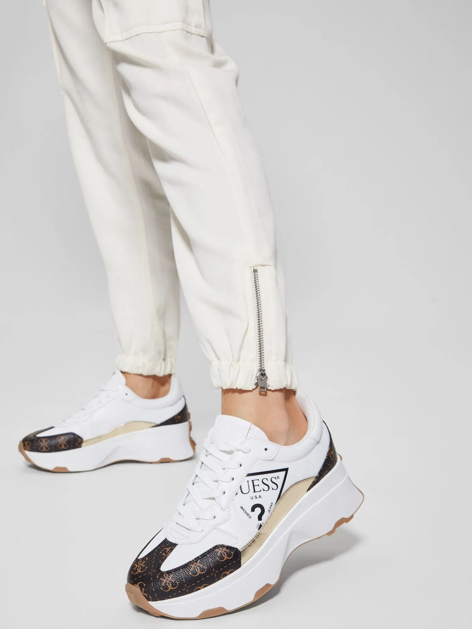 White Calebb Logo Low Top Sneakers
