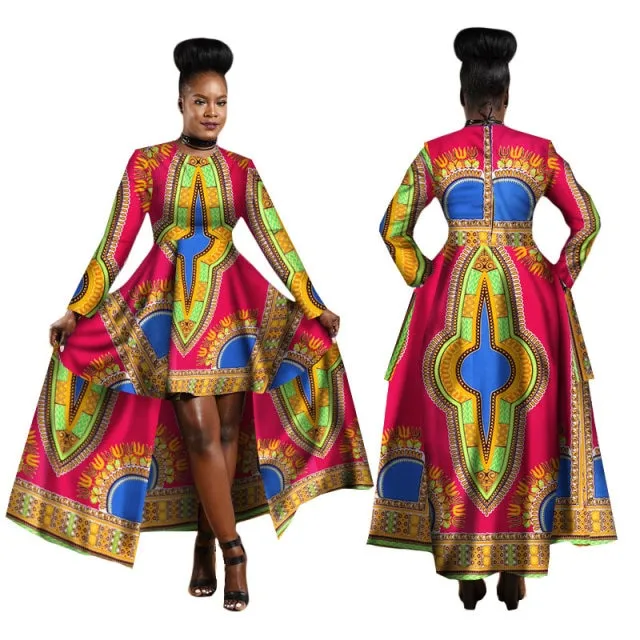 Women Dashiki Cotton Wax Print Dress