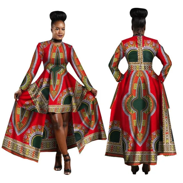 Women Dashiki Cotton Wax Print Dress