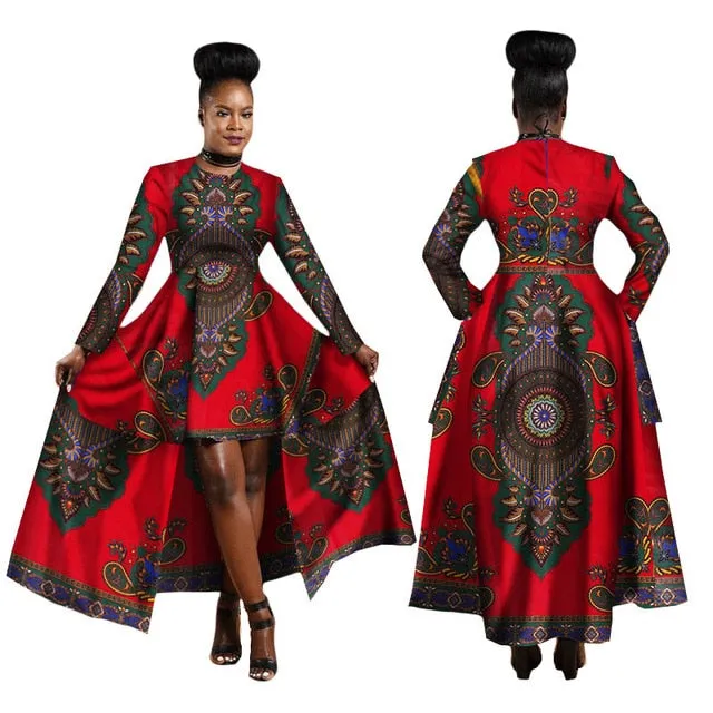 Women Dashiki Cotton Wax Print Dress