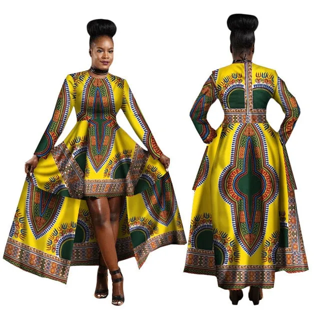 Women Dashiki Cotton Wax Print Dress
