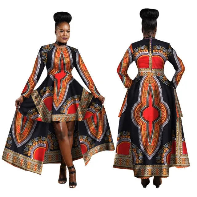 Women Dashiki Cotton Wax Print Dress