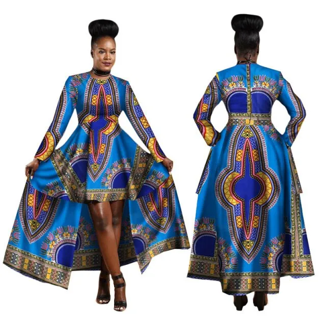 Women Dashiki Cotton Wax Print Dress