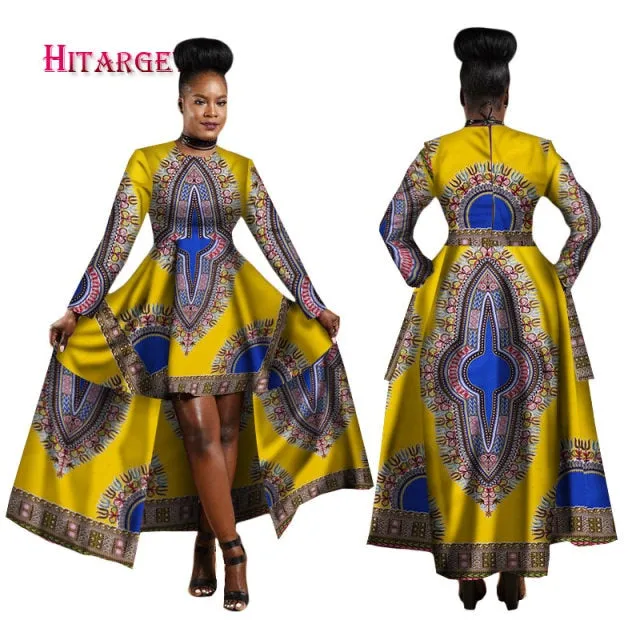 Women Dashiki Cotton Wax Print Dress