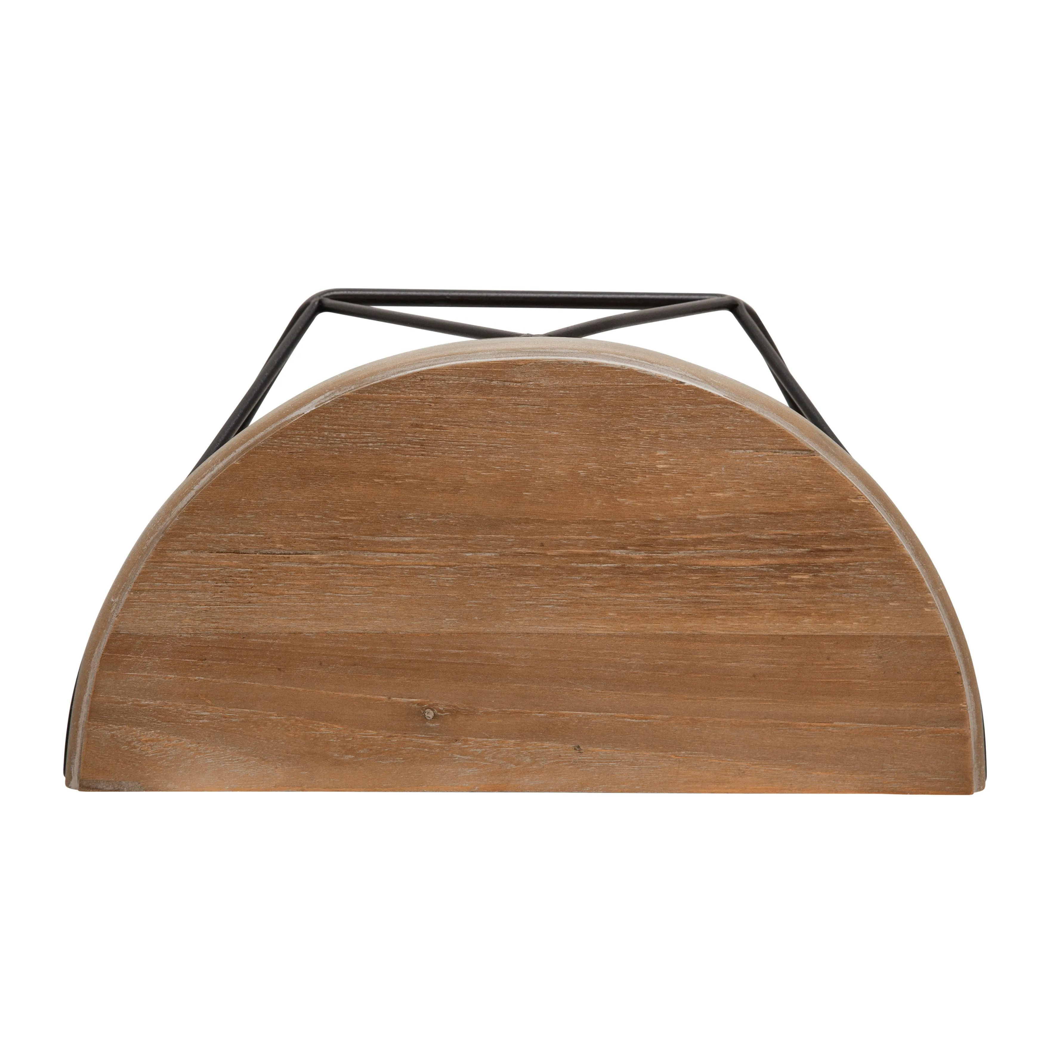 Wood / Metal 16" L Demilune Wall Shelf, Brown