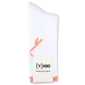 YKIKI x Democratique Socks Athletique Classique Motif Clear White/Light Salmon/Poolside Green